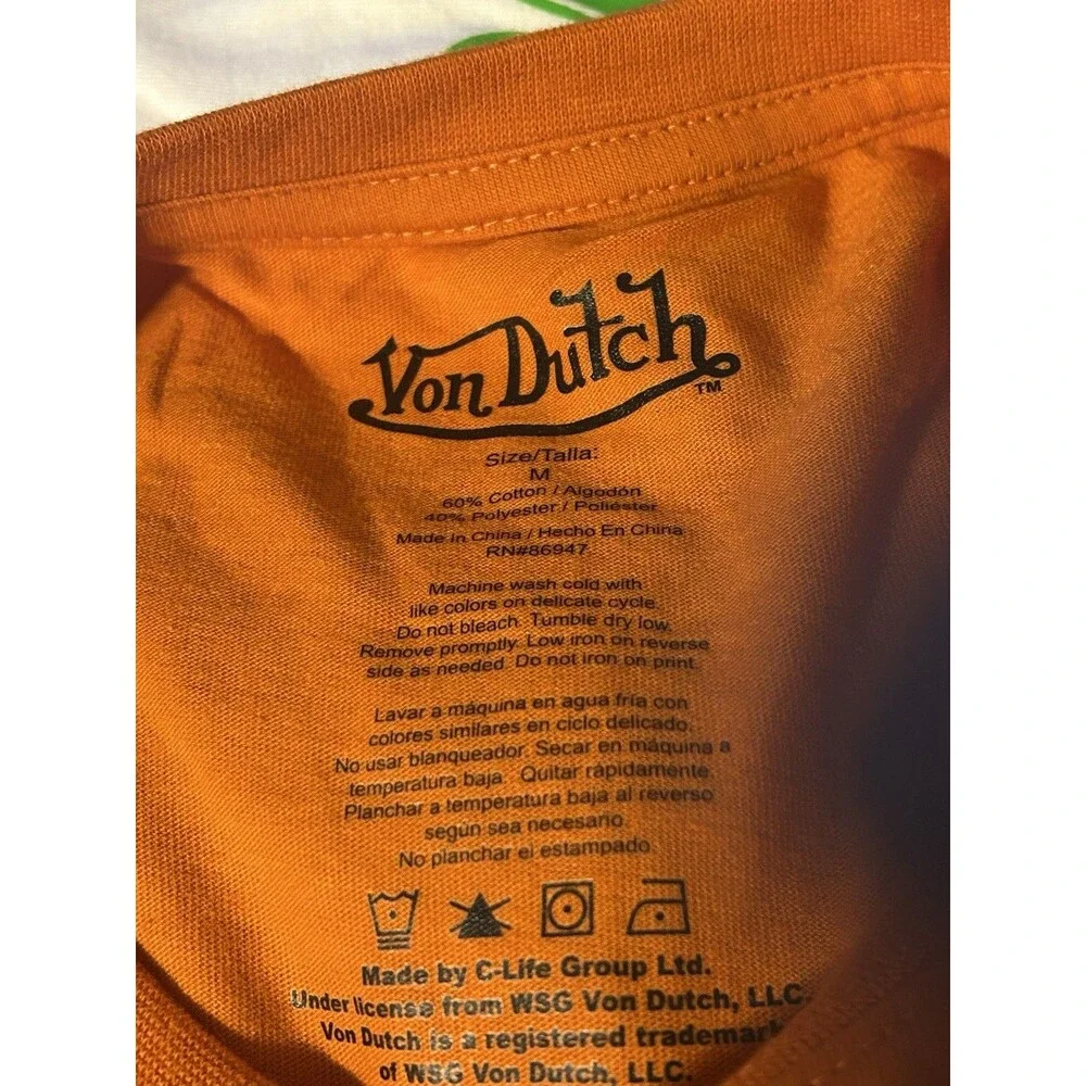 Von Dutch Tiger Snake Graphic T-Shirt Men M Orange Y2K Streetwear Tee NWT - Picture 4 of 4